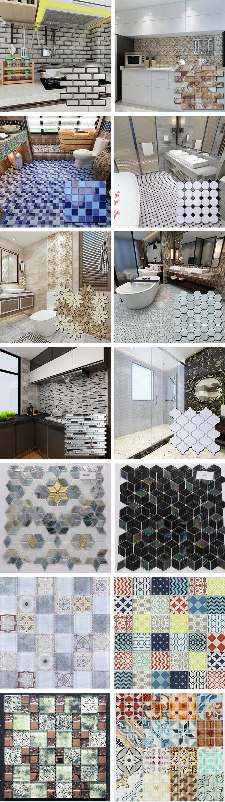 Hexagon Black Ceramic Tile Mosaic Floor Tile Hexagon Kitchen Backsplash Wall Decoration