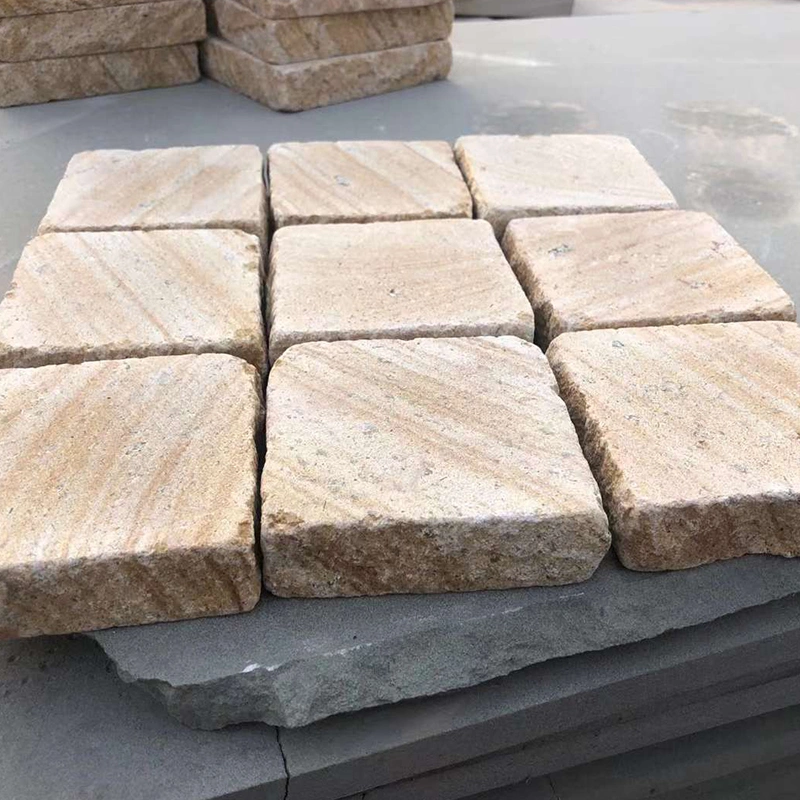 Natural Honed Yellow/Beige Wooden Grain/Grain Outdoor Paving Stone Sandstone for Flagstone/Tiles Landscaping