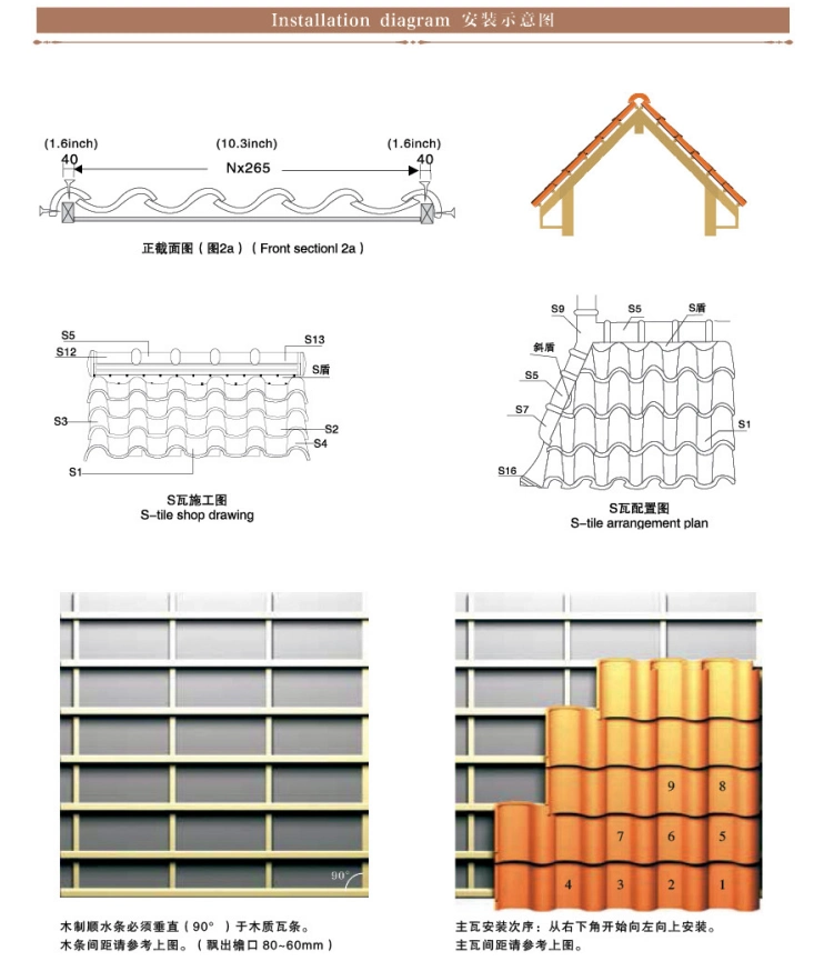 Polished Glazed Roof Tiles Villa Ceramic Roofing Tiles Terracotta