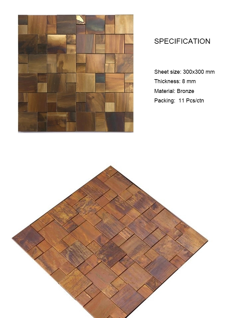Bronze Style Antique Copper Mosaic Tile Metal Art Mosaic Wall Tiles for Backsplash