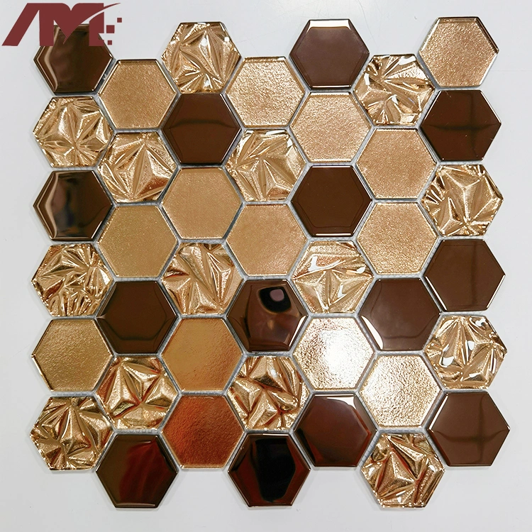 China Factory Home Hotel Indoor Square Wall Gold Mosaic Tile