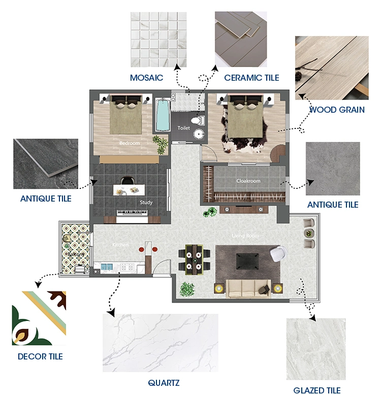 Guangzhou Professional Flooring Tiles Porcelain Porcelanato 60X60 Cm Ivory White and Black Colour Vitrified Floor