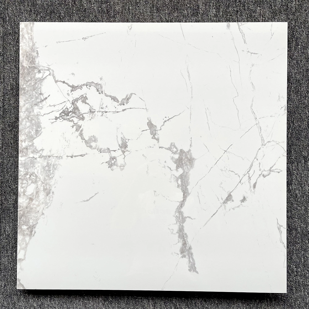 Chinese White Gloss Carrara Glazed Porcelain Floor Calacatta Tile 60X60