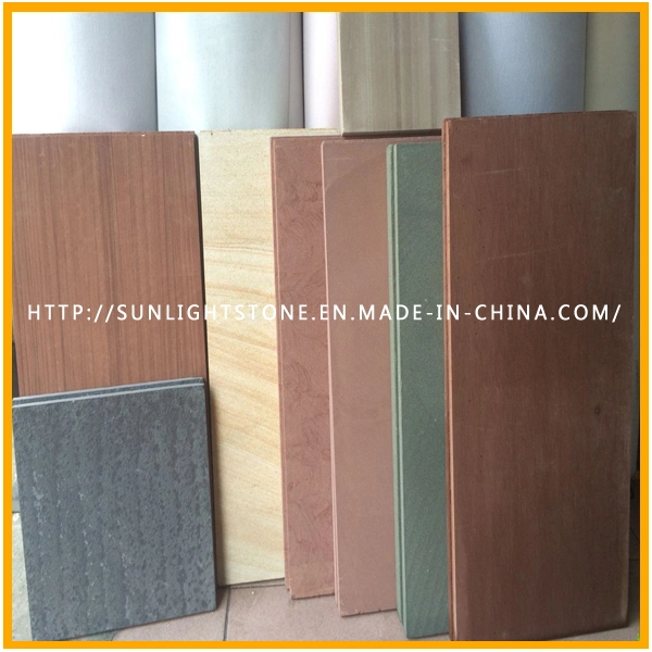 Natural Cheap Honed/Lychee Yellow Wooden Sandstones for Floor, Wall Tiles