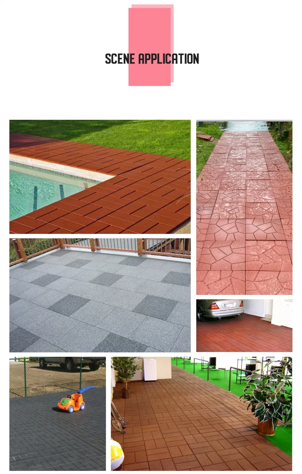 400X400mm Brick Rubber Floor Tiles New Design Garden Floor Tiles, Outdoor Basketball Court Flooring for Garden