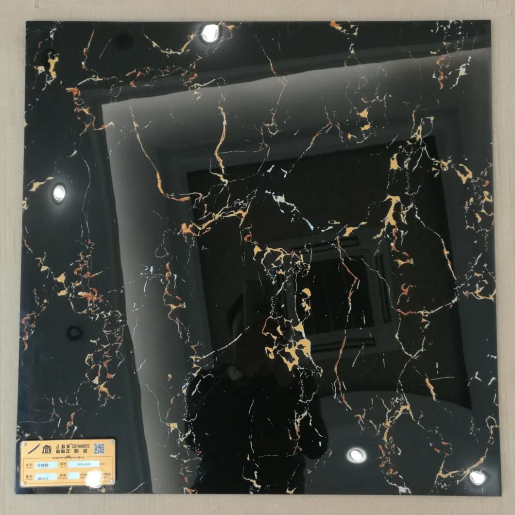 Super Black 60X60 Golden Black Glazed Marble Porcelain and Ceramic Floor Tile