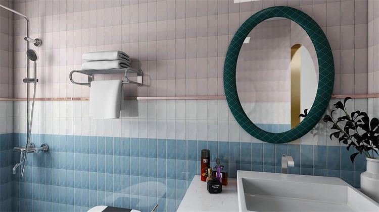 Blue Color Hot Selling 7.5X15cm Green Bathroom Feature Ceramic Wall Tiles