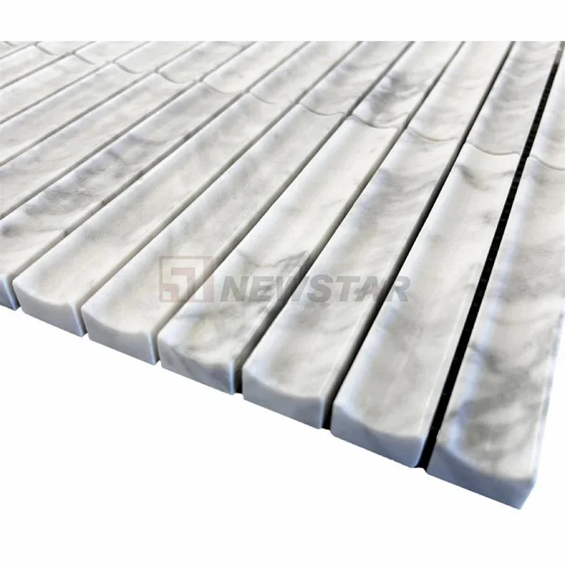 Nordic Modern Bathroom Kitchen Flute Wall Tiles Fashion Decoration Curve Fluted Marble Tiles Mosaic Fluted Tile