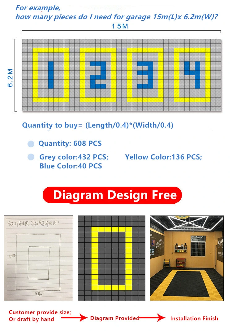 Factory Price High Quality Plastic Flooring Garage Tile PP Interlocking Garage Floor Tile