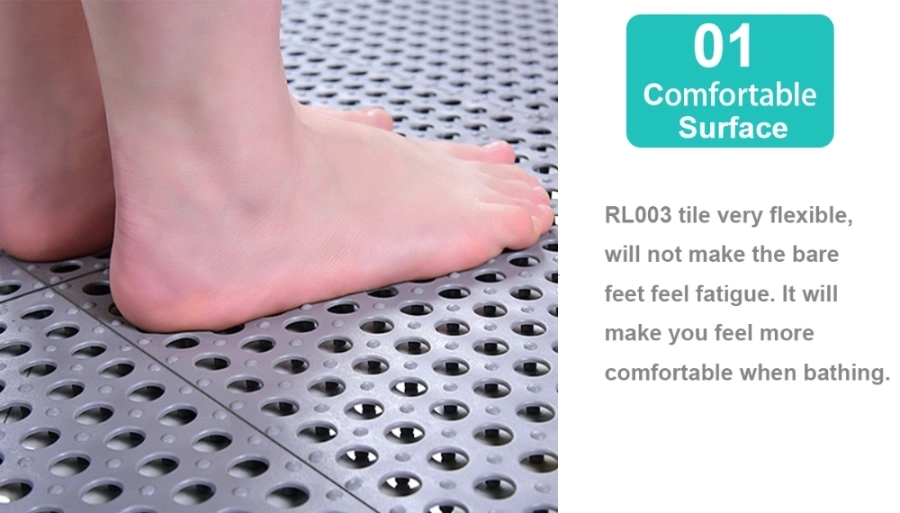 Comfortable PVC Anti-Slip Floor Tiles for Bath Mat