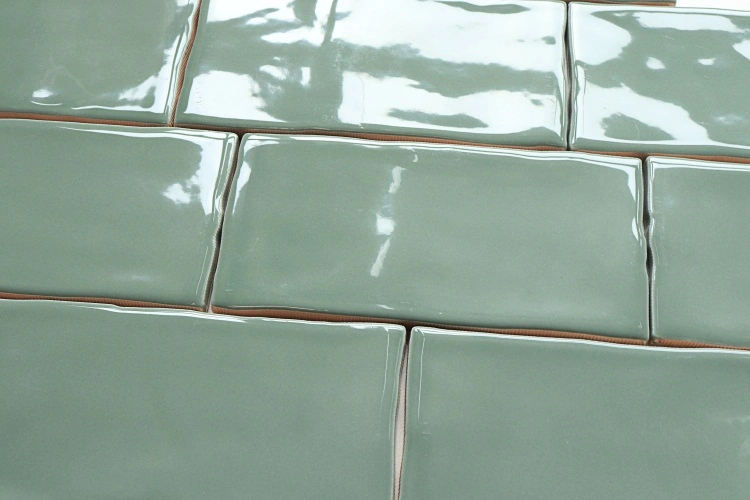 Hot Selling 7.5X15cm Green Bathroom Feature Ceramic Wall Tiles