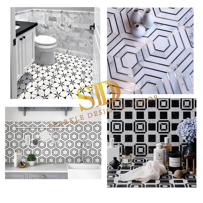 2021 Latest Modern Style Waterjet Natural Marble Mosaic Tile for Bathroom/Kitchen Floor and Wall in New Home/Villa