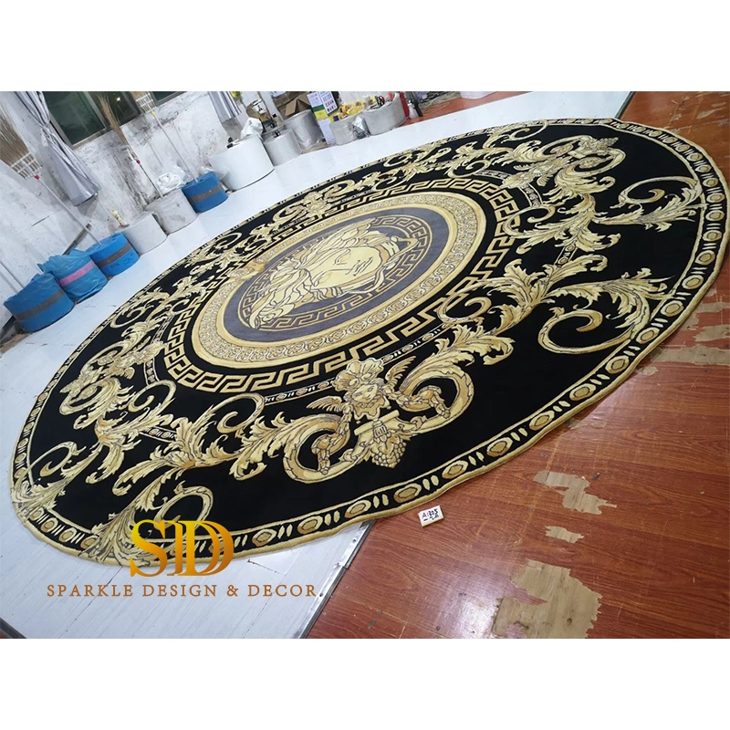 Big Size Rectangle Printed Versace Carpet Tiles Machine Made Carpet Flooring Tiles for Home Decor