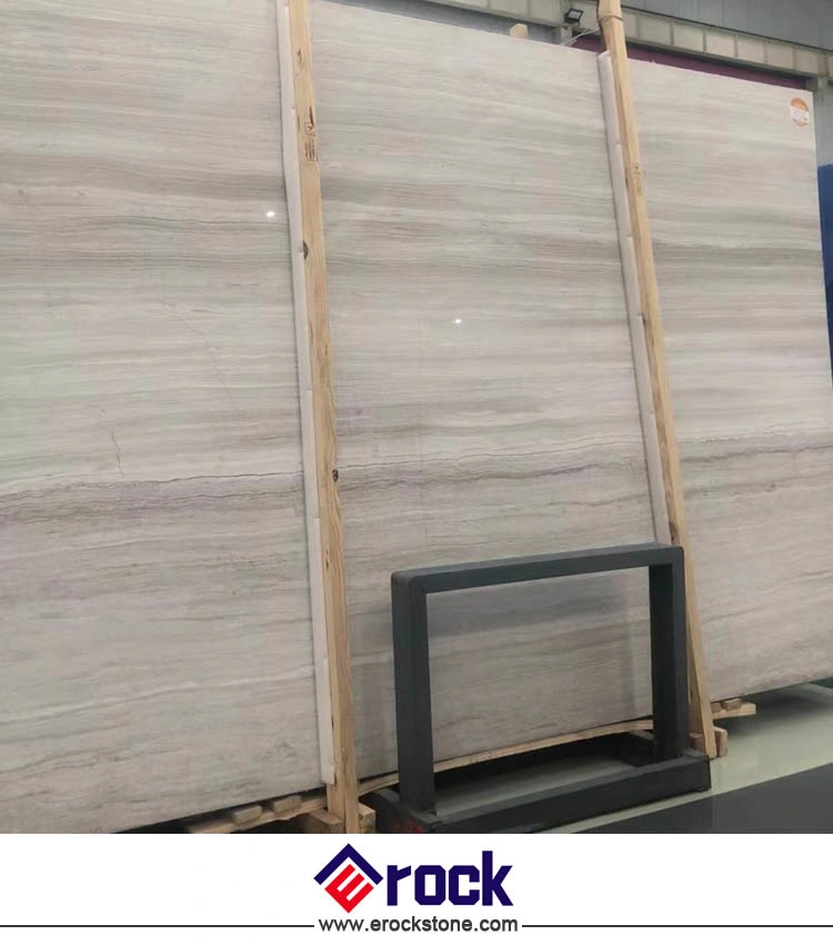 Chinese Polished White Wooden Veins Marble Tiles for Indoor Flooring