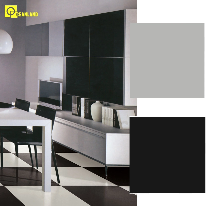 600X600mm Black Pure Color Polished Porcelain Bedroom Floor Tile