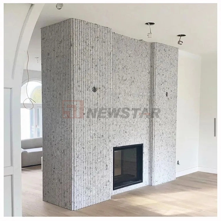 Newstar Customized Stone Wall Round Stripe Border Fluted Panel Slab Flute Marble Stone Terrazzo Fluted Tiles