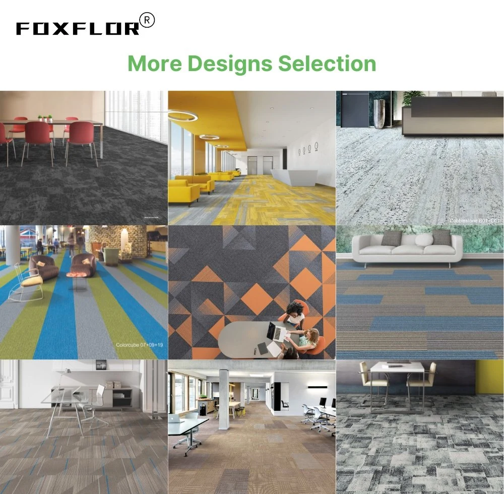 China Custom Colorful OEM&ODM Cushion Backed Carpet Tile Luxury Commercial Anti Static Washable Carpet Tiles Children Floor Office Carpet Tiles in 25*100 Cm