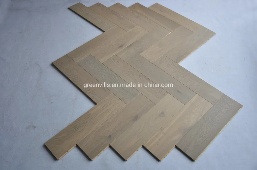 Guangzhou Herringbone Fishbone Chevron Floor Parquet Grey Tile Oak Engineered Wood Flooring