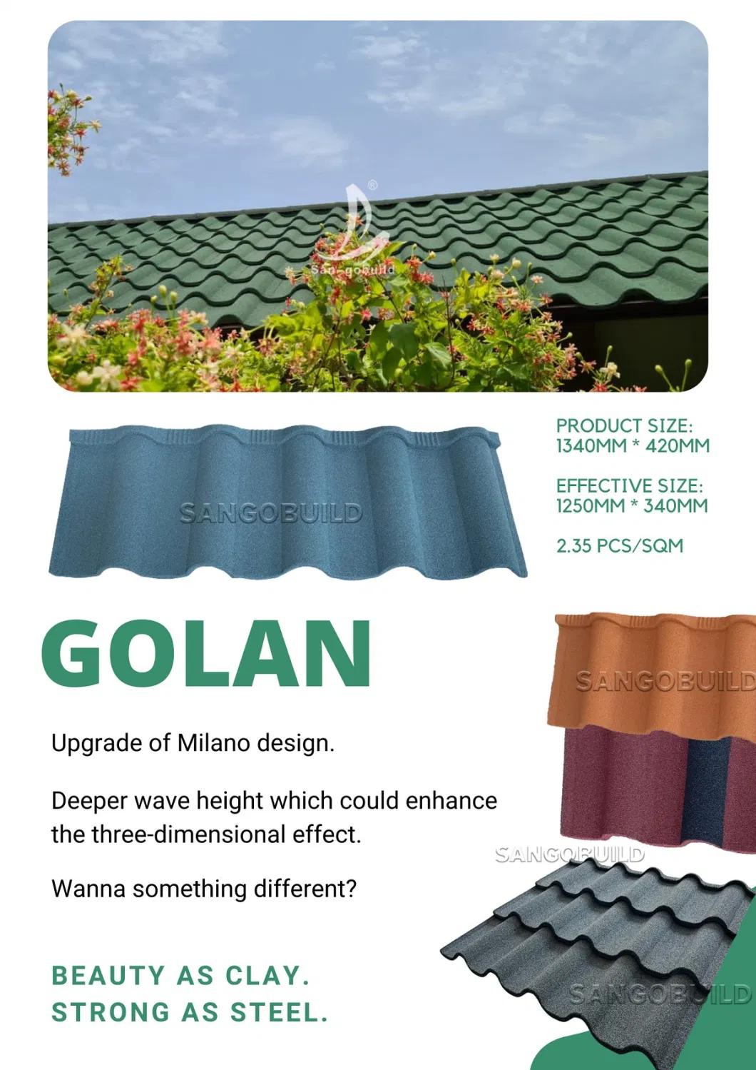 0.5mm High New Zealand Standard Roof Tiles Concrete Roof Tiles