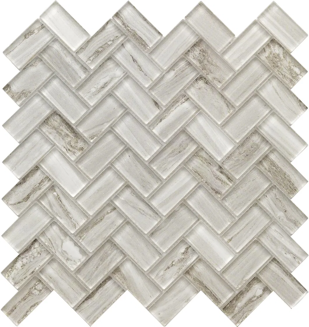 High Quality Kitchen Decoration Crystal Herringbone Glass Mosaic