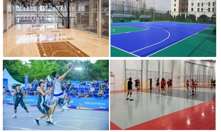 2023 China Imitation Wood Grain Indoor Modular Tiles for Indoor Basketball Court or Other Sport Court Tiles