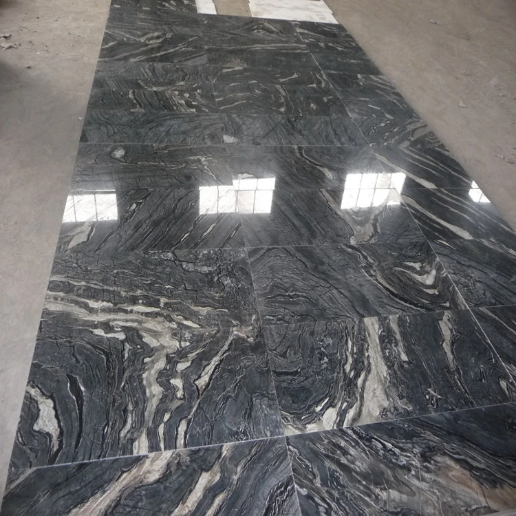 New Kenya Black Serpeggiante Wooden Bookmatch Marble Slabs Tiles