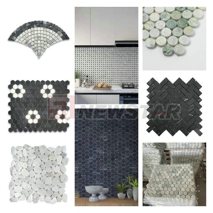 Luxury Hexagon Marble Tile Natural Crystal White Stone Mosaic Greece Thassos White Marble