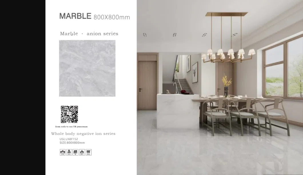 China Guangdong Ceramic Marble Floor Tile Living Room Modern Gray Floor Tile 800*800 Bedroom Brick Marble Tile Non-Slip Marble