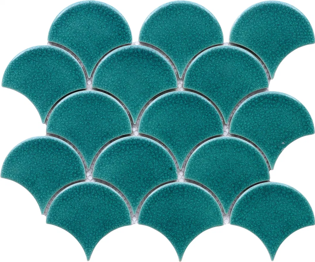 Blue Color Lantern Shape Fan Mosaic Wall and Floor Ceramic Mosaic (C655206)