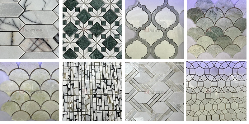 Elegant Bathroom Marble Floor Tile White Marble Mosaic for Villa Hotel Bathroom Wall Floor Marble