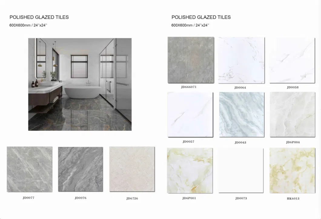 Foshan Good Quality 600X600mm Vitrified Full Glazed Polished Porcelain Marble Floor Wall Tile