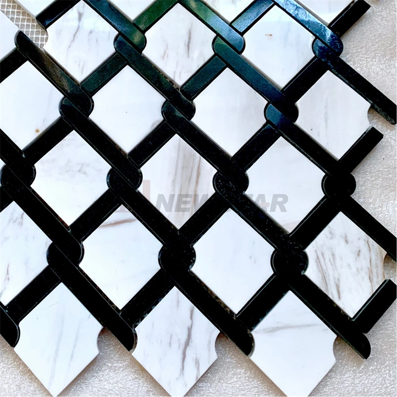 Braided Tile Dark Kitchen Bathroom Polished Marble Tiles Marble Floor Wall Tiles Mosaic Tile