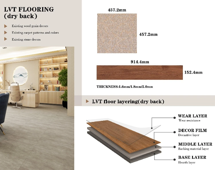 5.5mm Thickness Luxury Spc Flooring Plank Interlocking Kitchen Non-Slip Restaurant Rvp Lvt Flooring Tiles