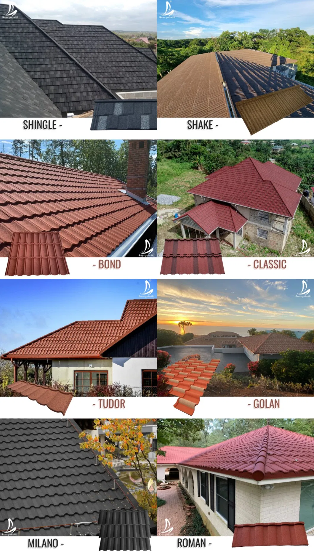 Wide Selection Roofing Materials Roofing Tiles Outside Wall Stone Coated Metal Roof Tile Made in China