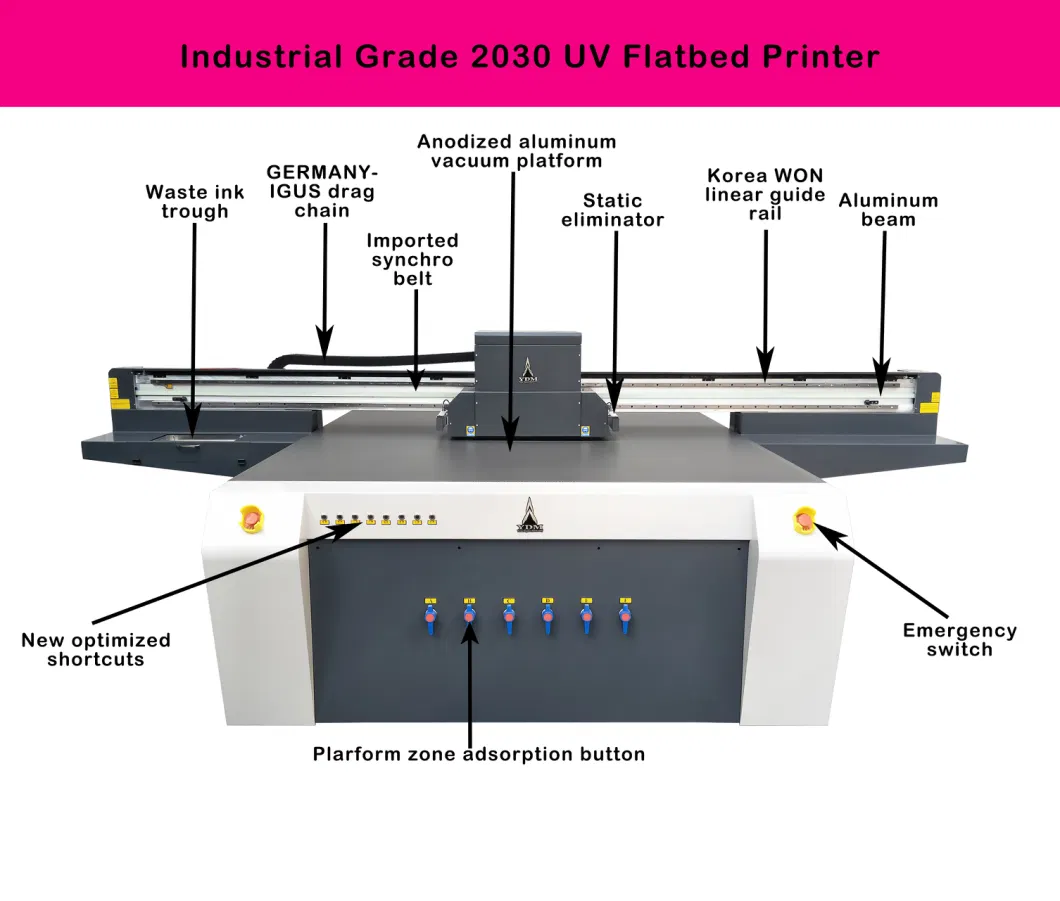 Ydm 2030 Large Format Digital UV Printer 3D Ceramic Tiles UV Flatbed Printer