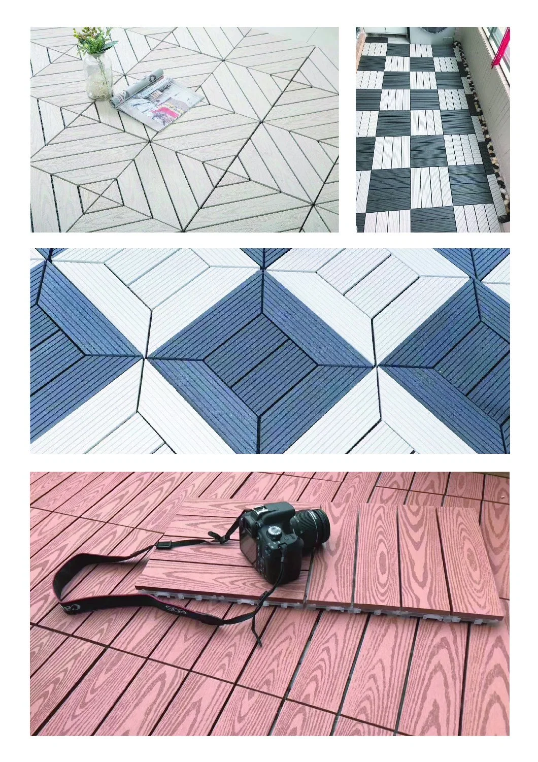 Outdoor WPC Decking Floor/WPC Interlocking Decking Tiles/Waterproof Interlocking Composite Decking