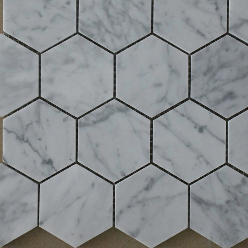 Hexagon White Grey Marble Stone Mosaic Tile for Kitchen Backsplash