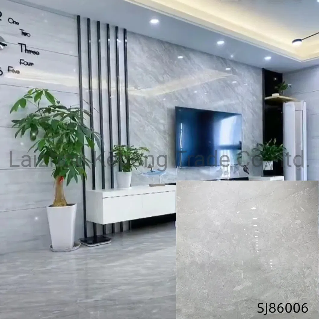 Polished Vitrified Light Grey Marble Porcelain Ceramic Floor Bathroom Wall Tile