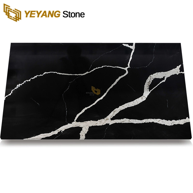 Artificial Quartz Black/White Slabs/Tiles/Countertops/Vanity/Island for Kitchen/Bathroom Hotel/Villa/Airport Project