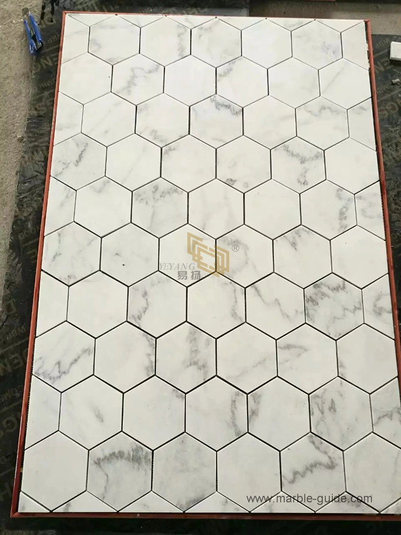 Natural White Marble Mosaic Hexagon Tiles for Wall Decoration/Kitchen/Backsplash Swimming Pool