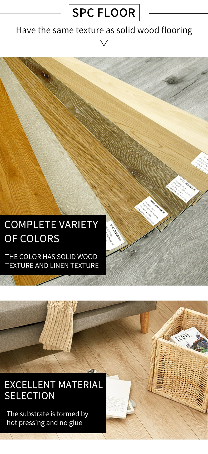 Spc Core Luxury Vinyl Flooring PVC Plank Spc Floor Vinyl Tile Made in China