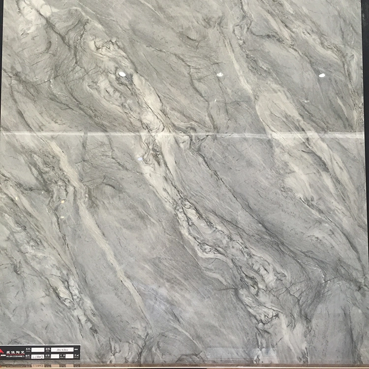 800*800mm Grey Marble Look Sitting Room Wear Resistant Full Body Polished Glazed Floor Tile