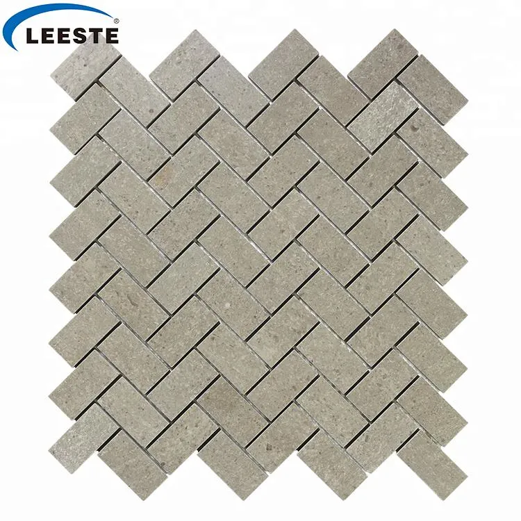 Floor Decoration Herringbone Pattern Cinderella Grey Marble Mosaic Tiles