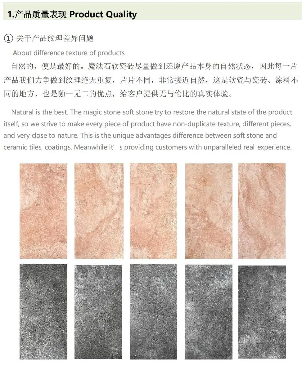 Modern Design Fireproof New Material Lightweight Wall Ceramic Soft Stone Wall Cladding Flexible Mcm Tiles