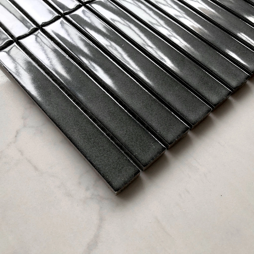 Black Stripe Porcelain Kitchen Mosaic Tiles Square Ceramic