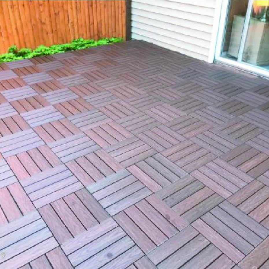 3D Deep Embossing Wood Grain DIY Floor Roof Tiles Outdoor/Indoor WPC Interlocking Deck Tiles