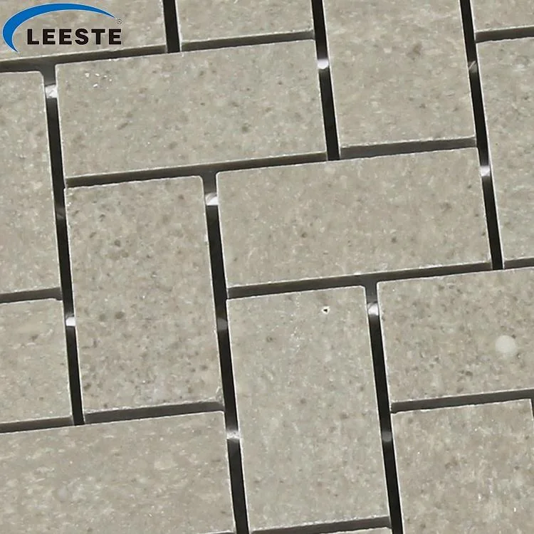 Floor Decoration Herringbone Pattern Cinderella Grey Marble Mosaic Tiles