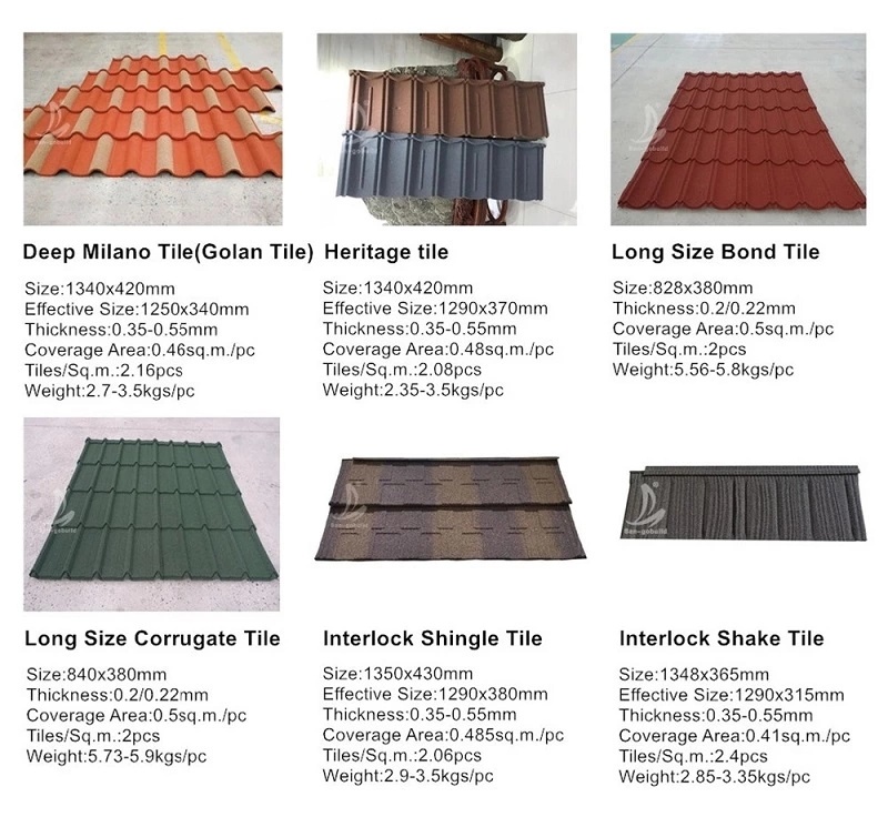 Villa Roof Tiles Color Stone Coated Steel Roof Tiles Shingle Roof Tiles