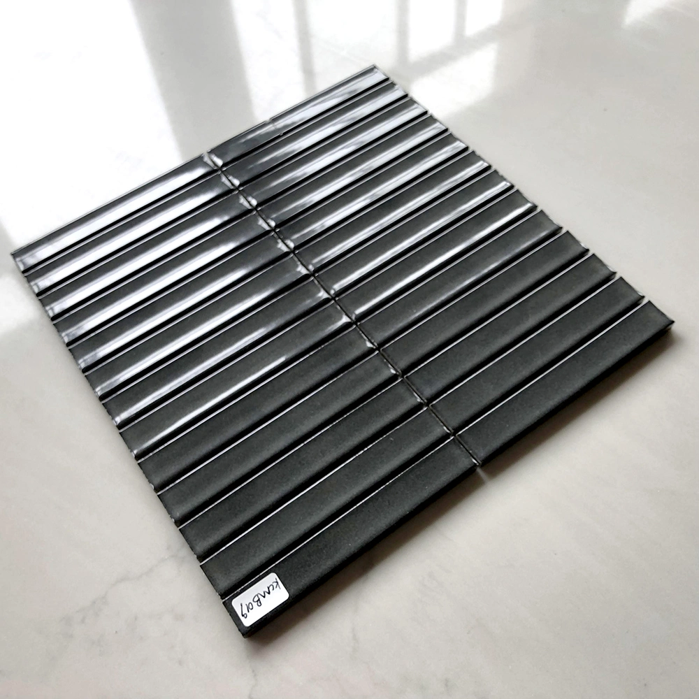 Black Stripe Porcelain Kitchen Mosaic Tiles Square Ceramic