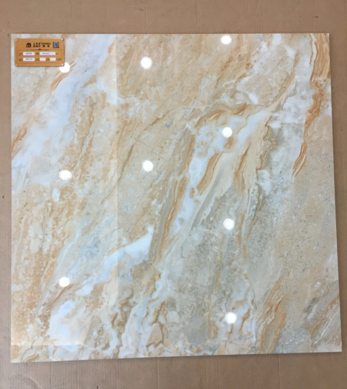 Jbn Customize 80X80 3D Injet Light Yellow Shiny Surface Porcelain Marble Floor Tile Jw8329d